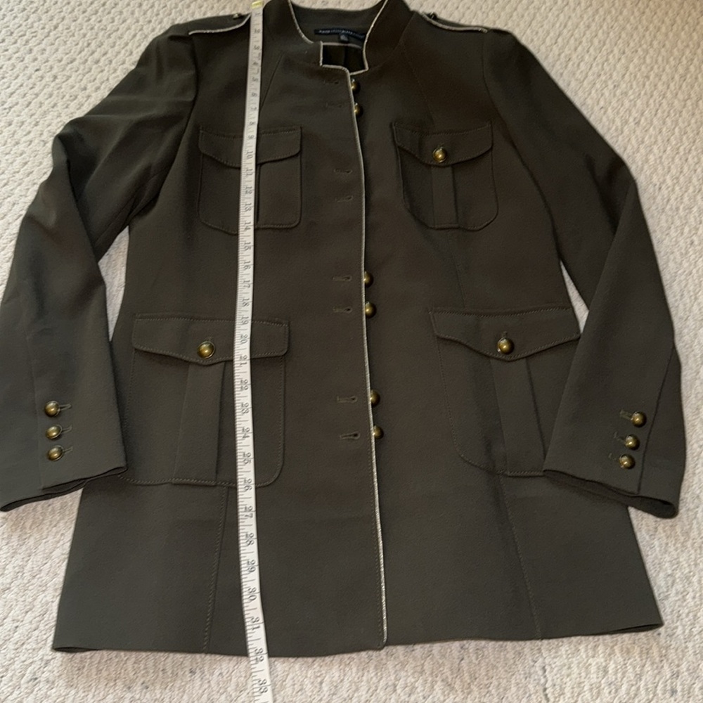 White House Black Market Olive Military Jacket with Metallic Gold Detailing - Picture 7 of 11